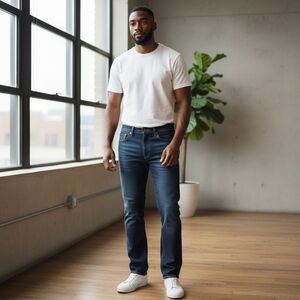 SoSo Custom Made 100% Cotton Indigo Straight Leg Jeans Size 34 X 38